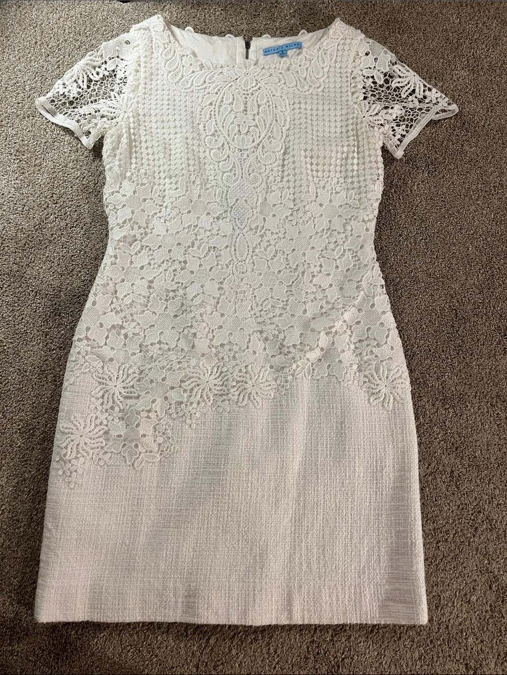 💍👰‍♀️🕊️Antonio Melani sz8 White Cotton Floral Lace Fitted Sheath BEAUTIFUL EUC